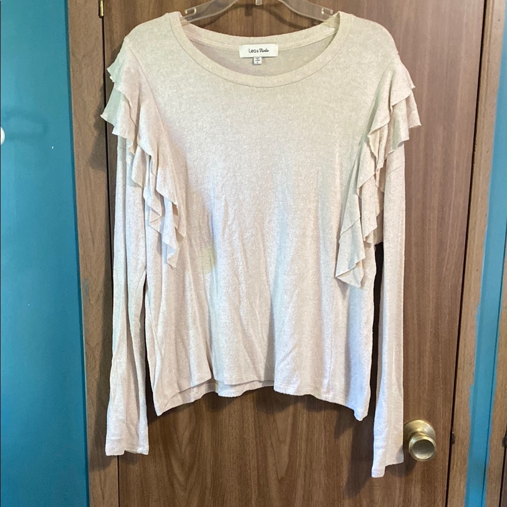 Lea & Viola Cream Ruffled Sweatshirt